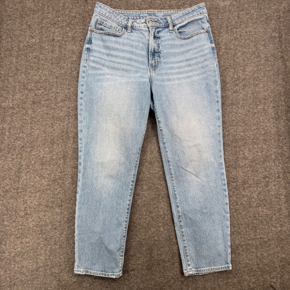 Old Navy Womens High Rise OG Straight Light Wash Blue Denim Jeans Size 12 Crop